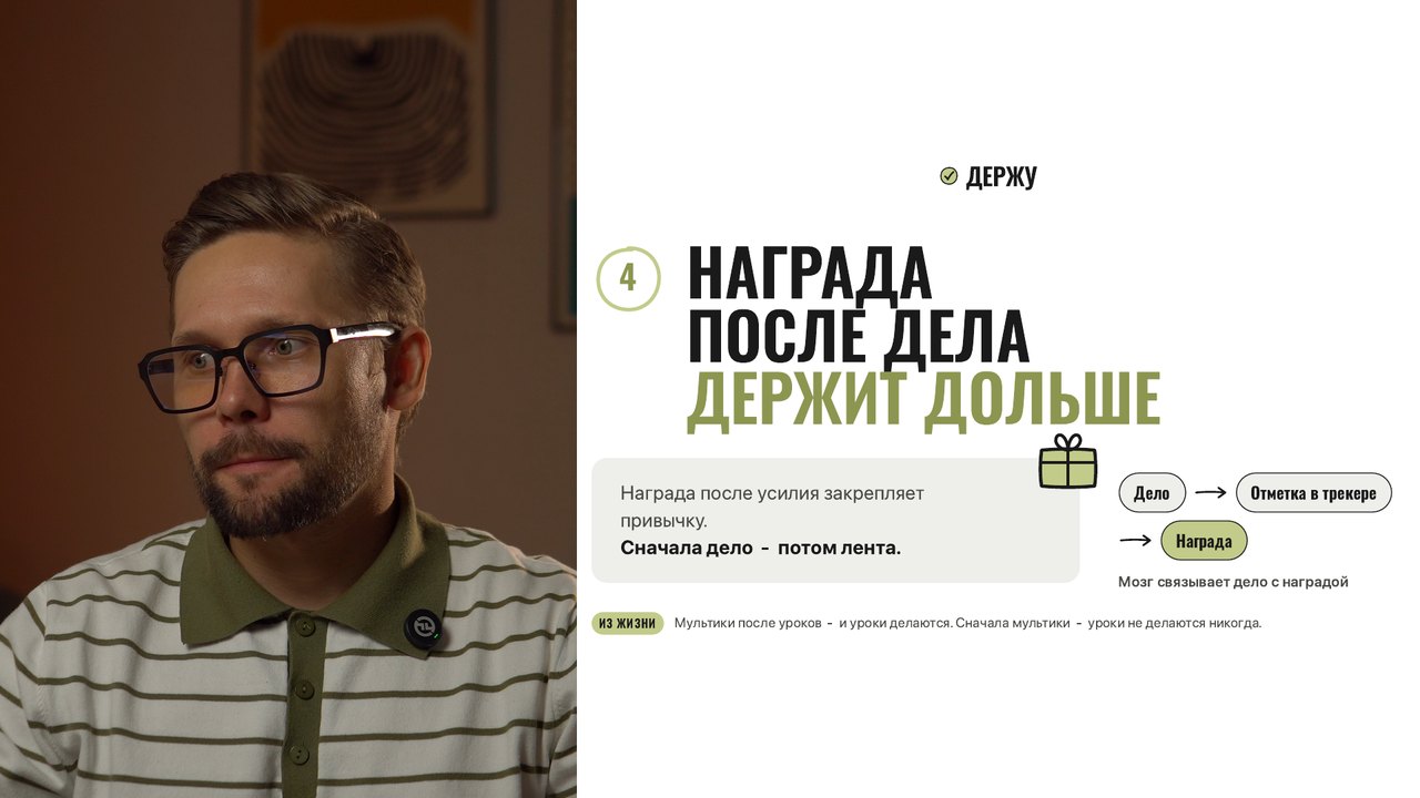 Слайд «Награда после дела держит дольше»